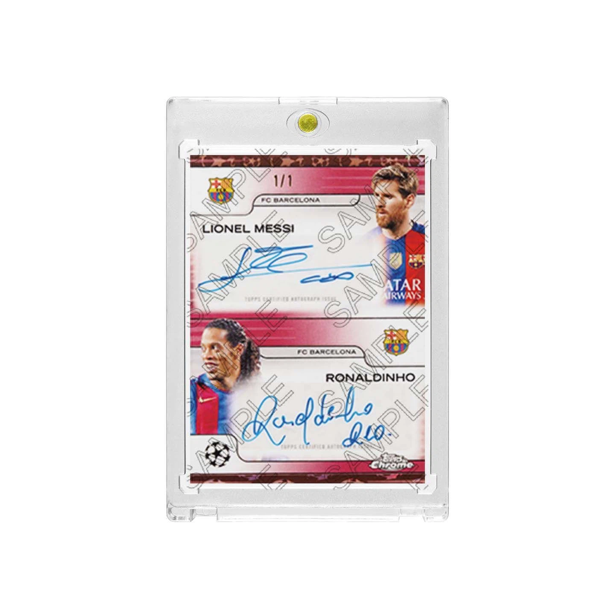 Barcelona Messi Ronaldinho Dual Facsimile Signature Football Card Fan Made, With Magnetic Protective Card Case